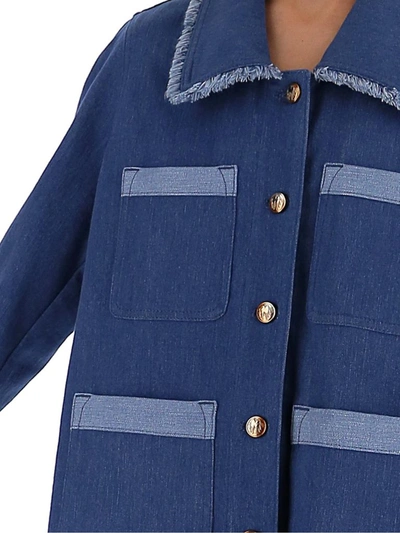 Shop Chloé Contrast Detailed Denim Jacket In Blue