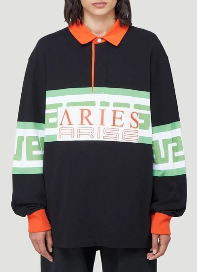 Shop Aries Meandros Rugby Shirt In Black