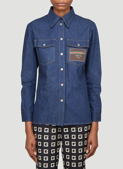 Shop Gucci Boutique Denim Shirt In Blue