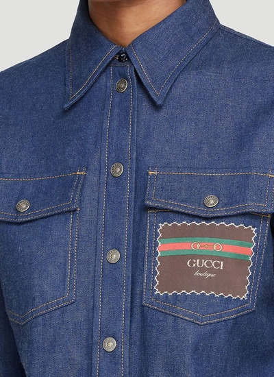 Shop Gucci Boutique Denim Shirt In Blue