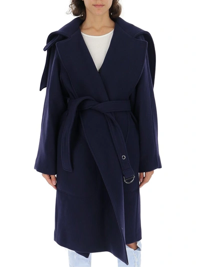 Shop Chloé Belted Wrap Coat In Blue