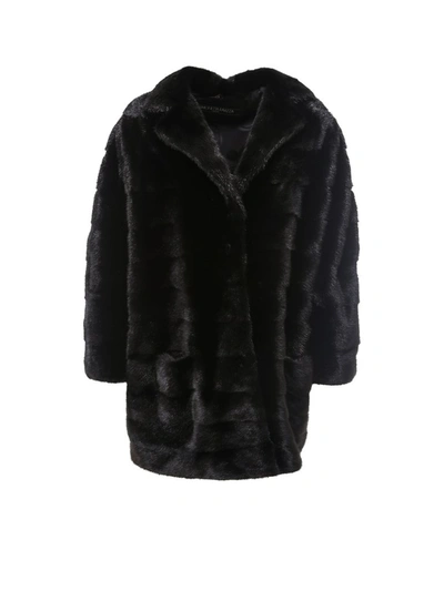 Shop Simonetta Ravizza Collared Fur Coat In Black