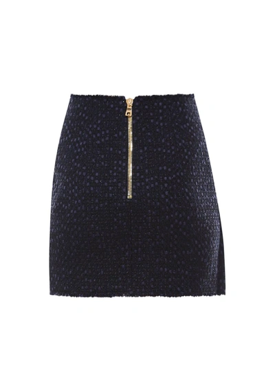 Shop Balmain Wrap Front Tweed Skirt In Blue