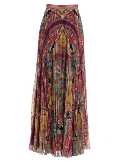 Shop Etro Mixed Print Pleated Skirt In Multi
