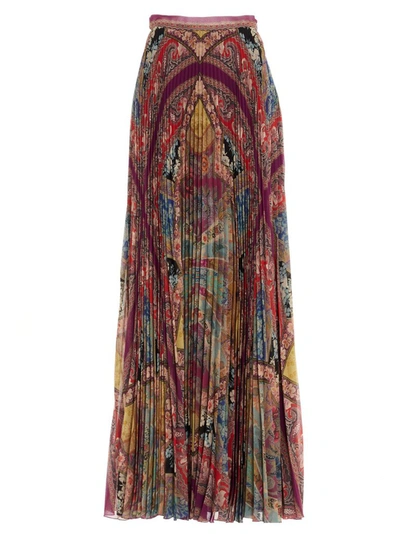 Shop Etro Mixed Print Pleated Skirt In Multi