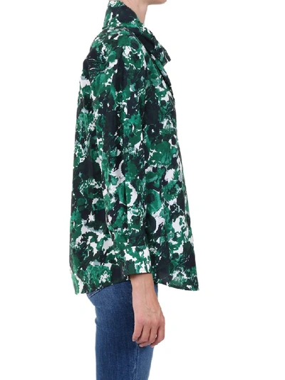 Shop Kenzo Aquarelle Necklace Blouse In Green