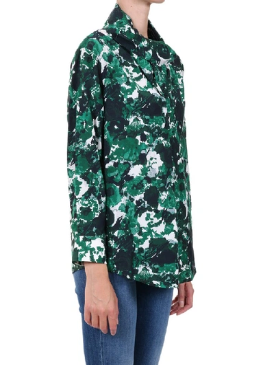 Shop Kenzo Aquarelle Necklace Blouse In Green