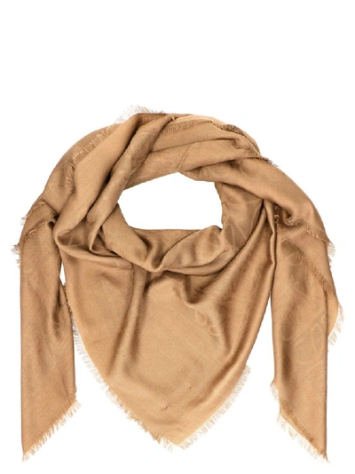 Shop Loewe Damero Scarf In Brown