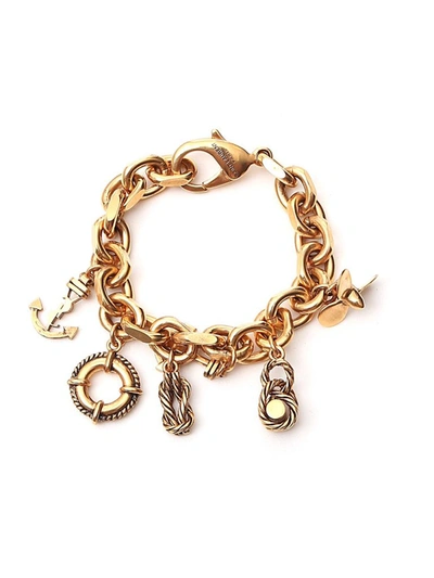 Shop Saint Laurent Nautical Charm Bracelet In Gold