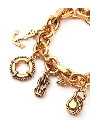 Shop Saint Laurent Nautical Charm Bracelet In Gold