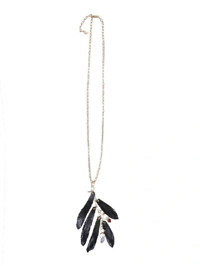 Shop Dsquared2 Talisman And Feathers Necklace In Black