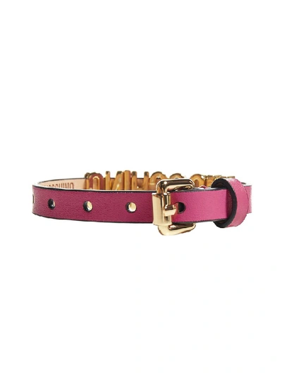 Shop Moschino Logo Adjustable Bracelet In Pink