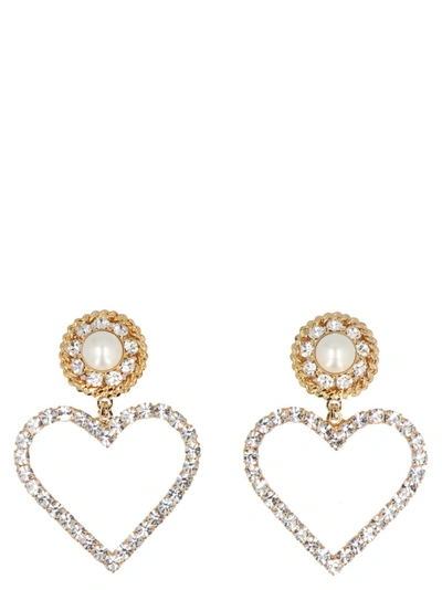 Shop Alessandra Rich Heart Earrings In Gold