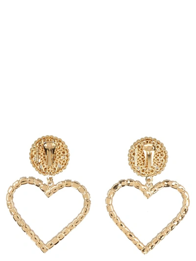 Shop Alessandra Rich Heart Earrings In Gold