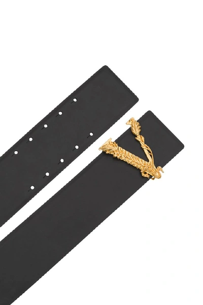 Shop Versace Virtus Buckle Belt In Black