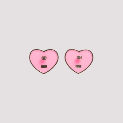 Shop Balenciaga Monogram Heart Earrings In Pink