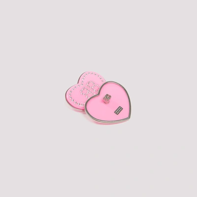 Shop Balenciaga Monogram Heart Earrings In Pink