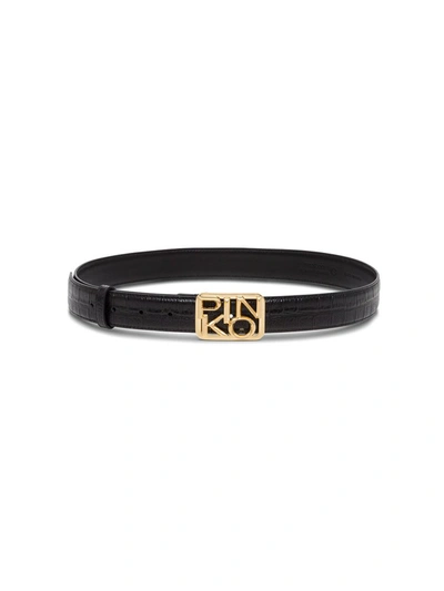 Shop Pinko Logo Buckle Belt In Black