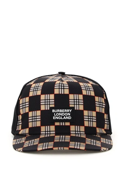 Shop Burberry Checkerboard Baseball Cap In Multi