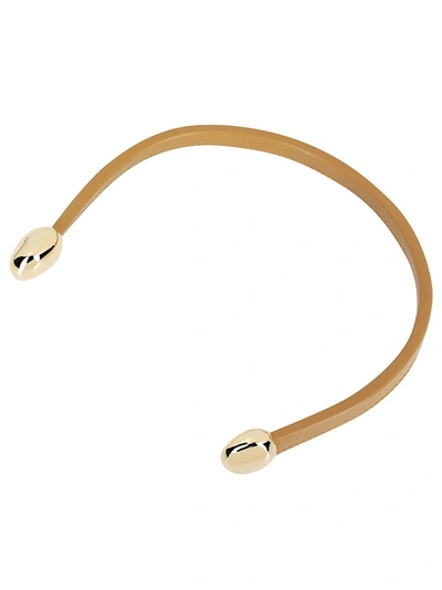 Shop Bottega Veneta Leather Open Necklace In Beige