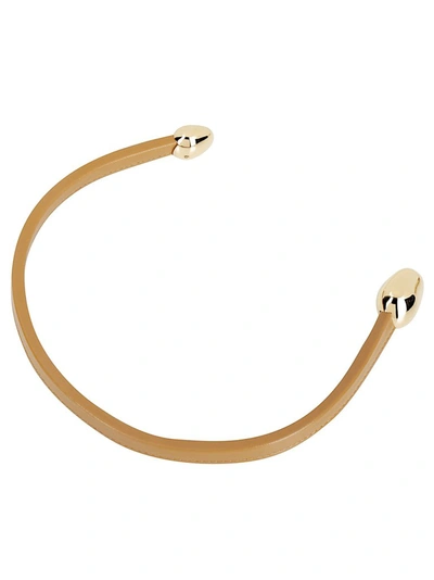 Shop Bottega Veneta Leather Open Necklace In Beige