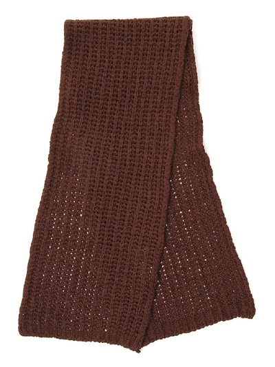 Shop Rick Owens Knitted Scarf In Brown