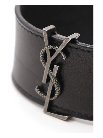 Shop Saint Laurent Ysl Monogram Bracelet In Black