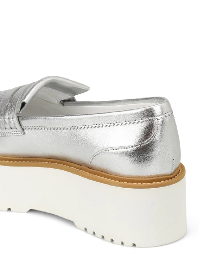 Shop Hogan Route H355 Platform Loafers In Silver