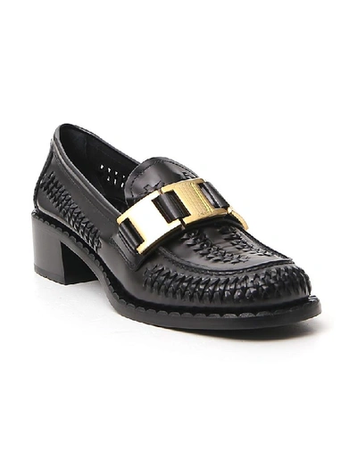 Shop Prada Braided Loafers In Black