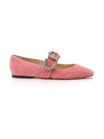 Shop Jimmy Choo Goodwin Embellished Ballerina Flats In Pink