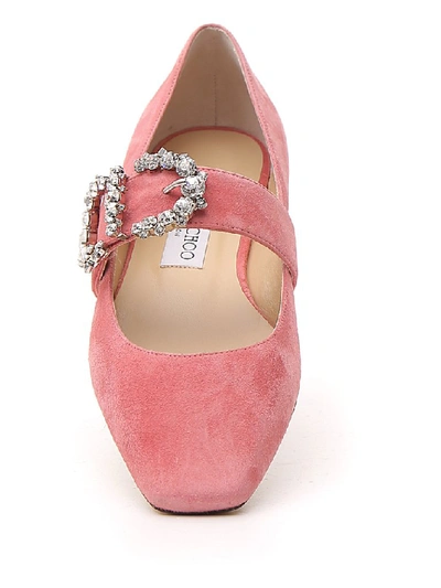 Shop Jimmy Choo Goodwin Embellished Ballerina Flats In Pink