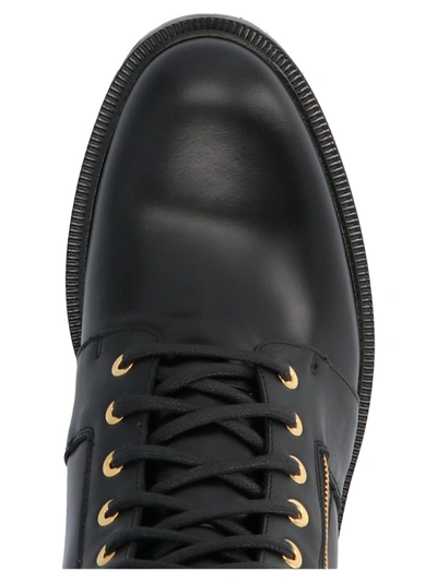 Shop Balmain Zip Detail Combat Boots In Black