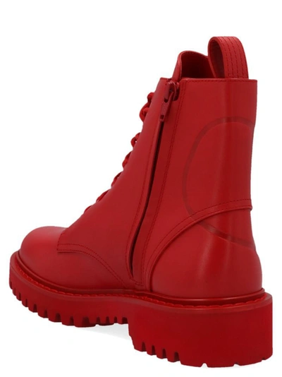 Shop Valentino Vlogo Combat Boots In Red