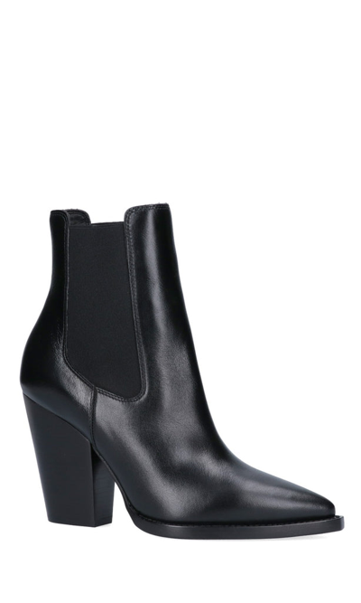 Shop Saint Laurent Theo Ankle Boots In Black