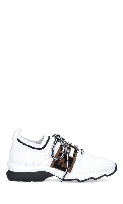Shop Fendi Ff Low Sock Sneakers In White