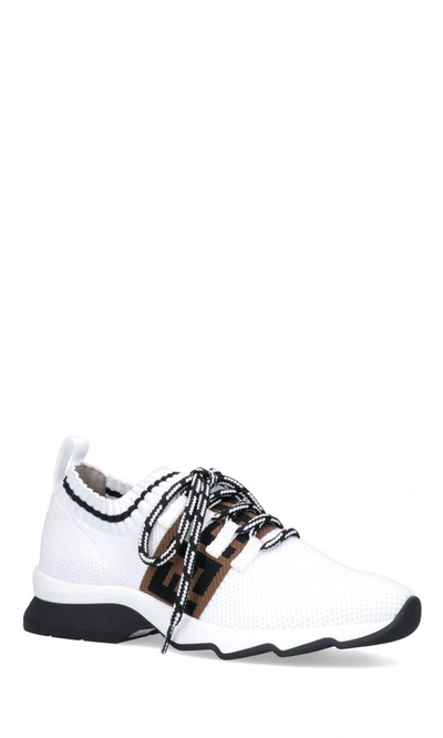 Shop Fendi Ff Low Sock Sneakers In White