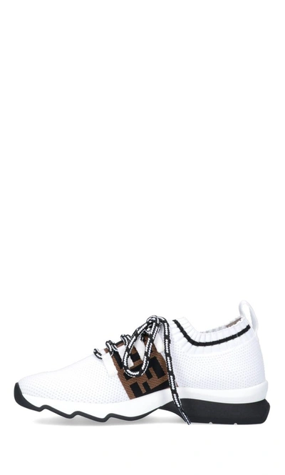 Shop Fendi Ff Low Sock Sneakers In White