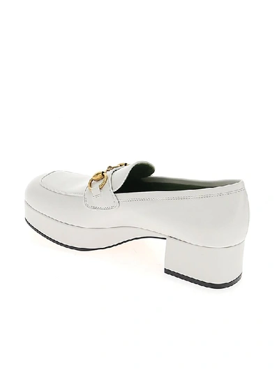 Shop Gucci Horsebit Platform Loafers In White