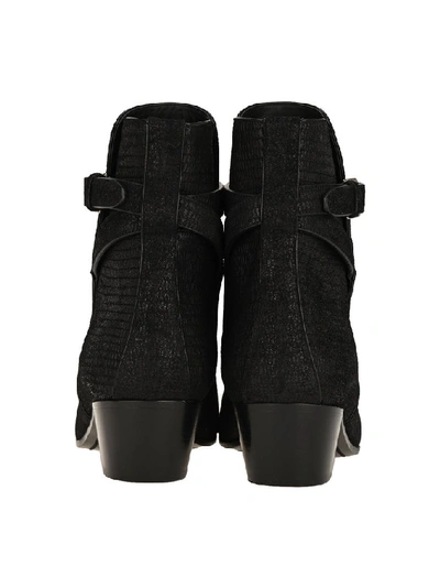 Shop Saint Laurent West Jodhpur Embossed Ankle Boots In Black