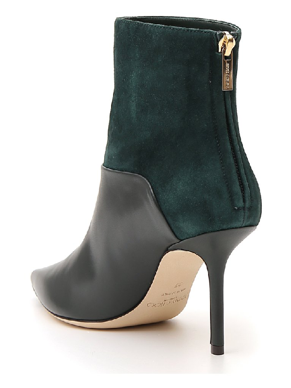 Jimmy Choo Beyla 85 Leather And Suede Ankle Boots In Green | ModeSens