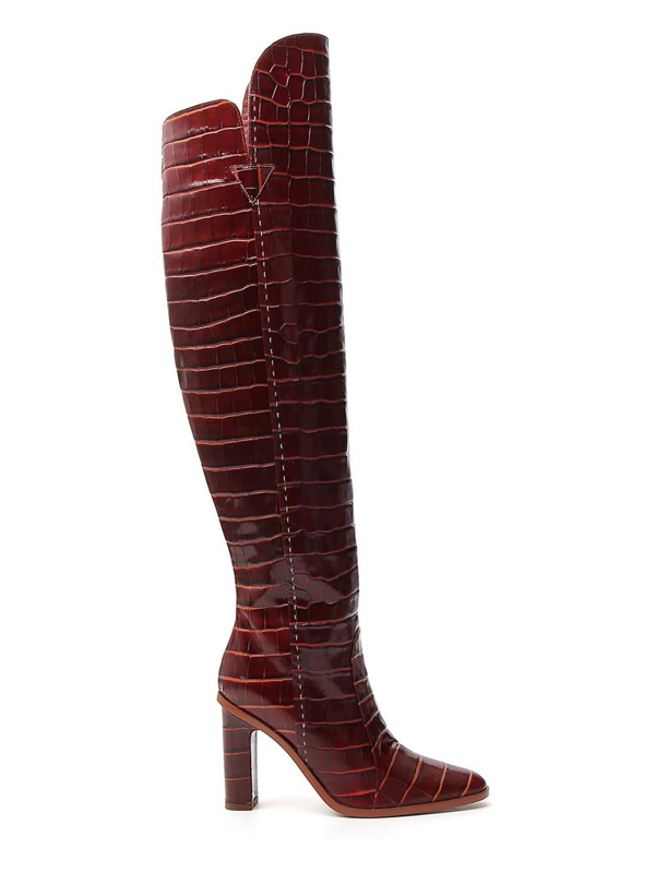 Max Mara Beboot Boot Crocodile-print Brown Leather In Red | ModeSens
