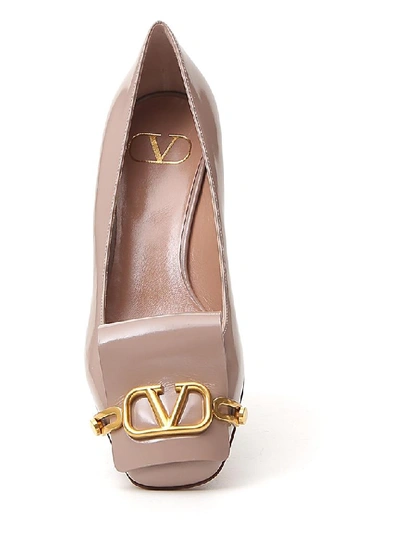 Shop Valentino Vlogo Buckle Pumps In Pink