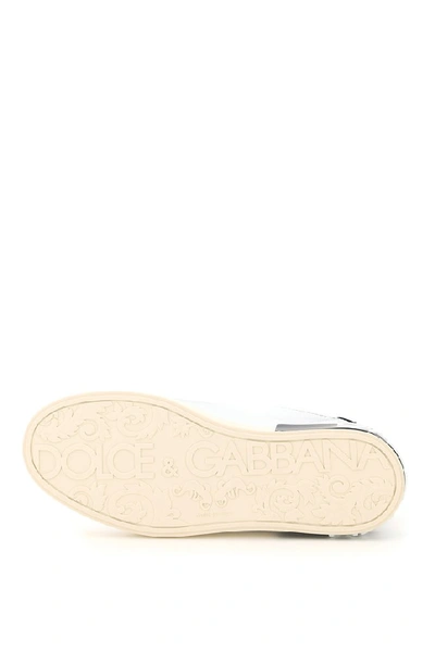 Shop Dolce & Gabbana Portofino Logo Print Sneakers In Silver