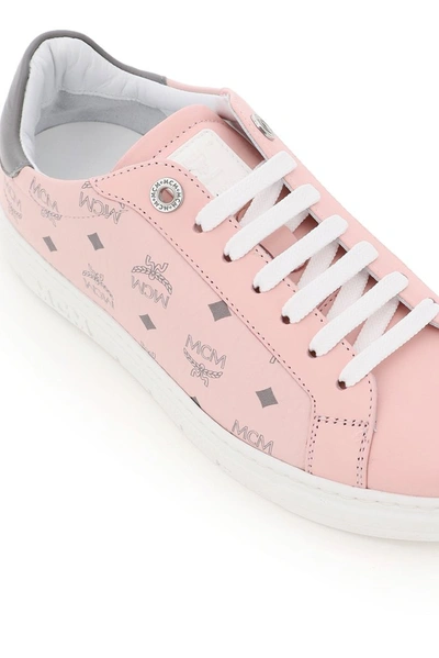 Shop Mcm Terrain Visetos Sneakers In Pink