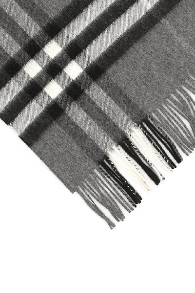 Shop Burberry Icon Check Cashmere Scarf In Grey