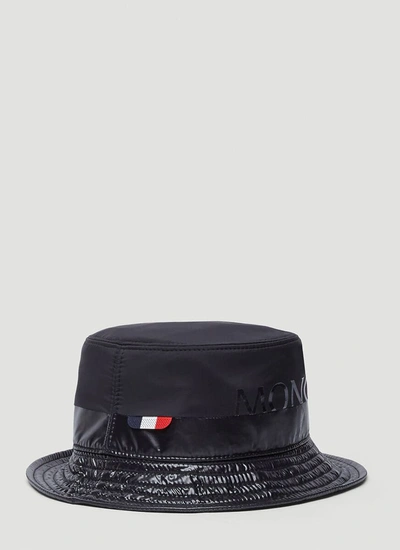 Shop Moncler Logo Bucket Hat In Black