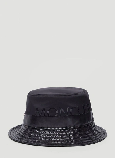 Shop Moncler Logo Bucket Hat In Black