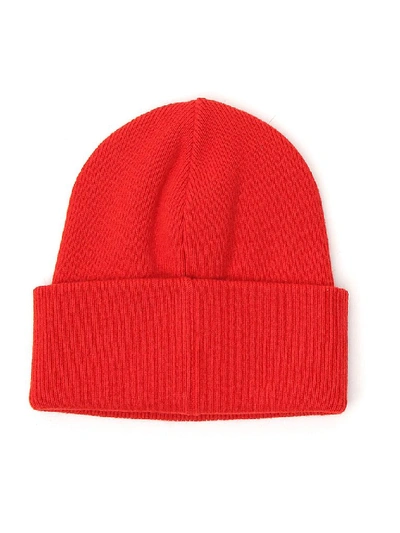 Shop Dsquared2 Icon Embroidered Knitted Beanie In Red
