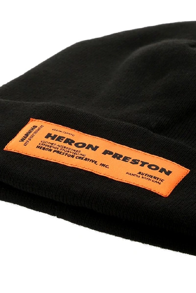 Shop Heron Preston Logo Patch Knitted Beanie In Black
