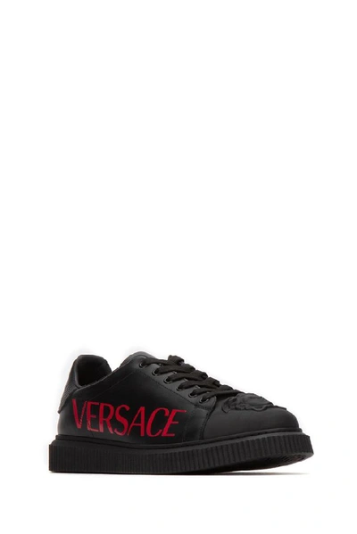 Shop Versace Medusa Logo Sneakers In Black
